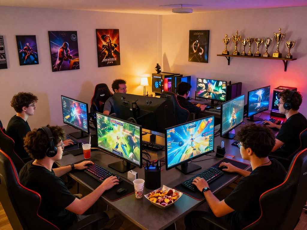 Adults gaming online together, showcasing rokok 88 in a lively home setting.
