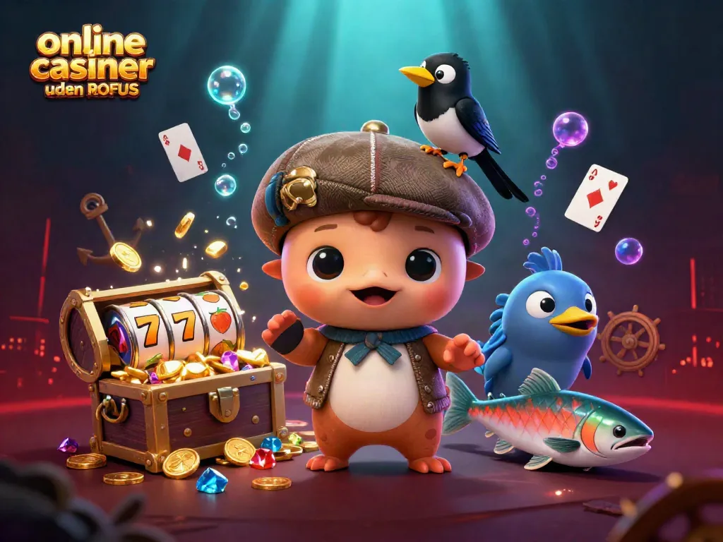 Engage with online casinoer uden ROFUS featuring a lively cartoon scene of Nessie and friends playing games.