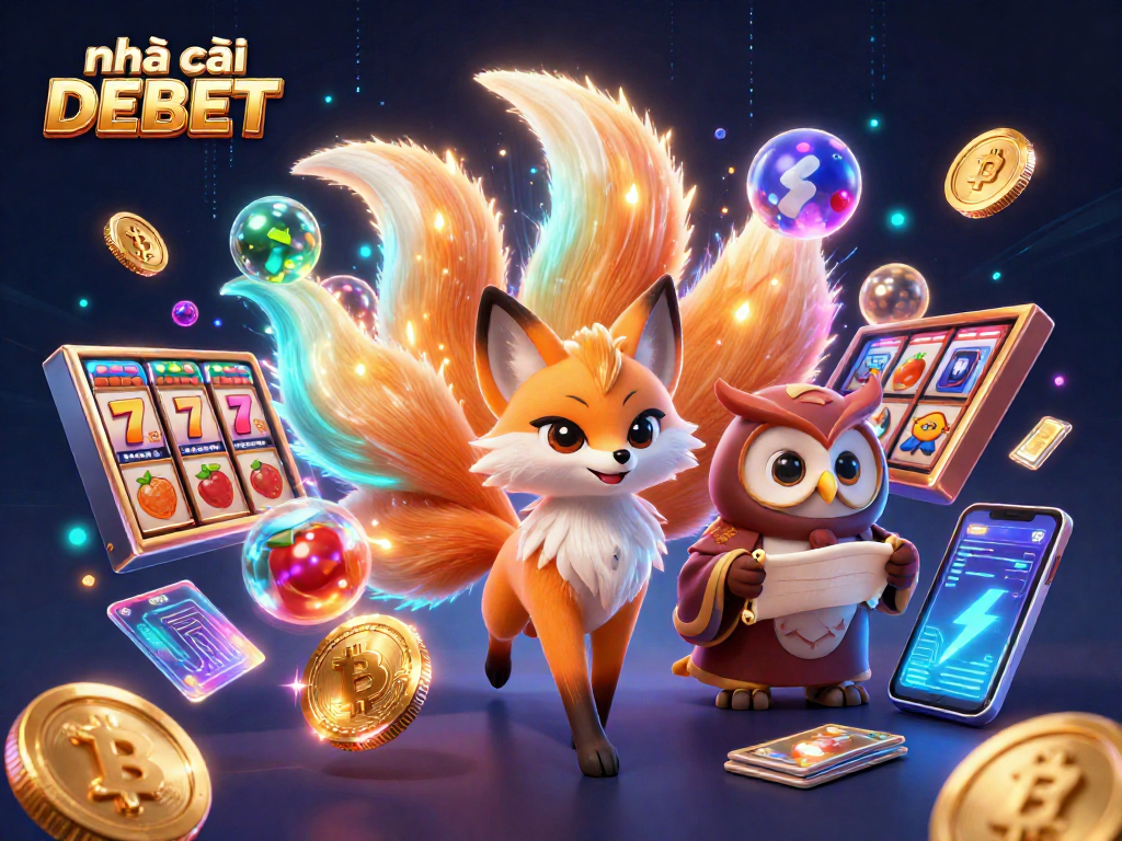 Experience the vibrant gaming world with nhà cái DEBET, featuring a dynamic slot scene.