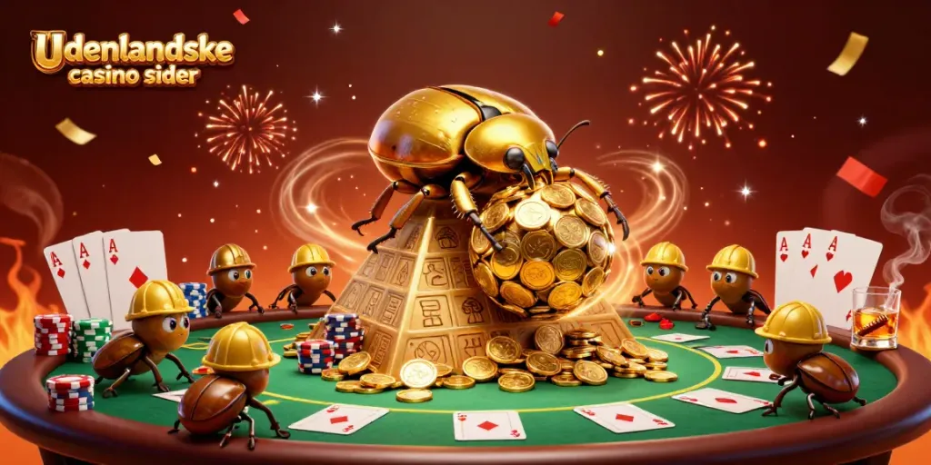Experience the excitement of udenlandske casino sider with a vibrant 3D illustration of gambling elements.
