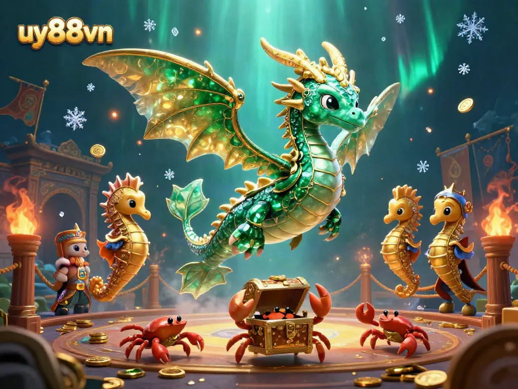 Experience the thrill of uy88vn with an enchanting underwater casino scene showcasing mythical creatures.