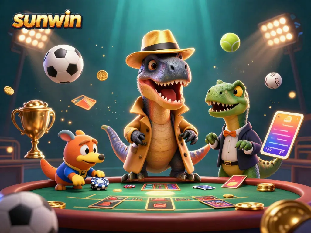 Experience thrilling card counting at sunwin, a stegosaurus pit boss oversees the lively gambling scene.