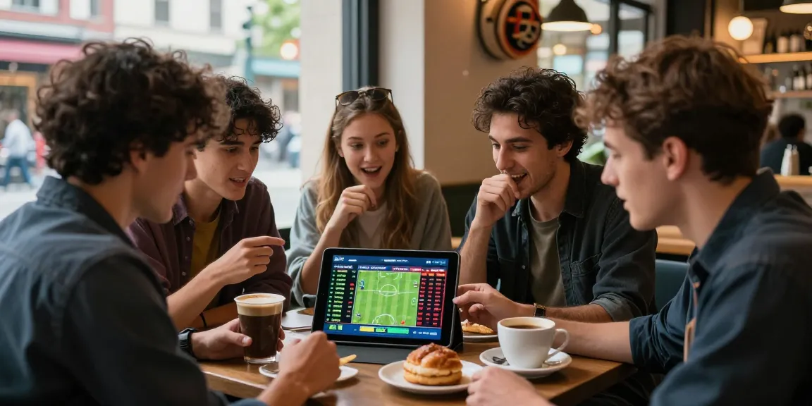 Les meilleurs sites de paris sportifs : amis enthousiastes discutant des paris sportifs dans un café dynamique.