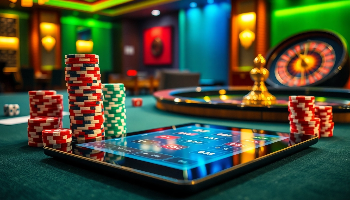 Experience the excitement of 888b with poker chips, cards, and a roulette wheel in action.