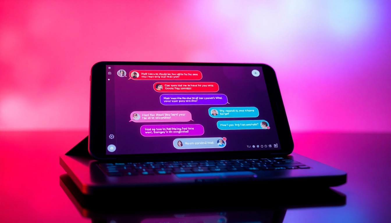 Engaging NSFW chat interface showcasing vibrant conversations on a futuristic device.