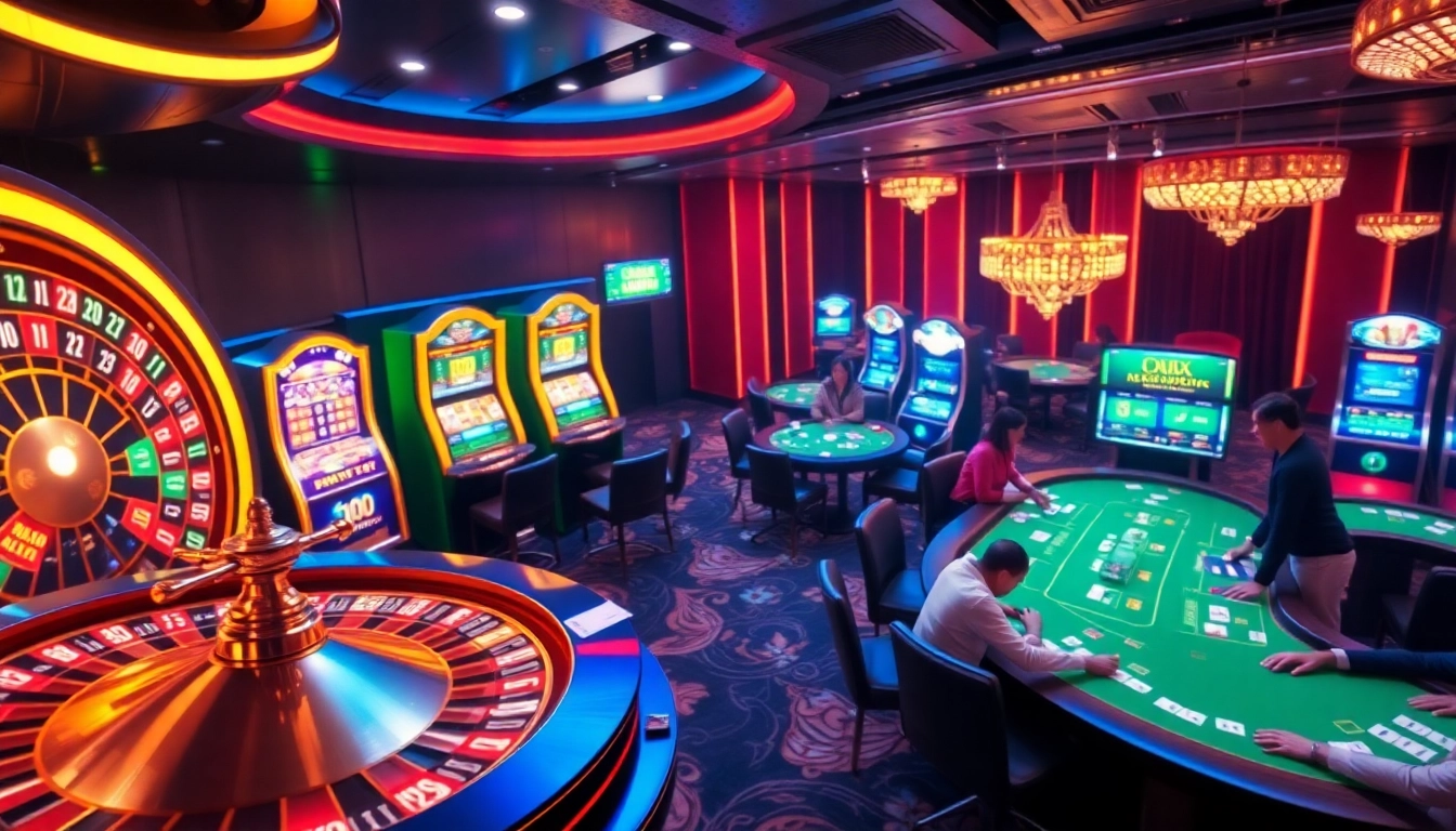 Engaging casino scene with online gaming elements showcasing 98win vin for an immersive gambling experience.
