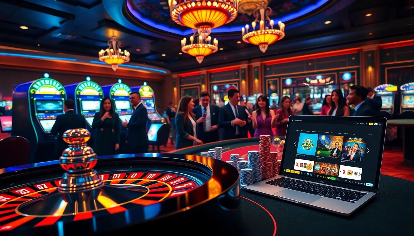 Experience the excitement of meilleur casino en ligne france with players celebrating wins at a roulette wheel.