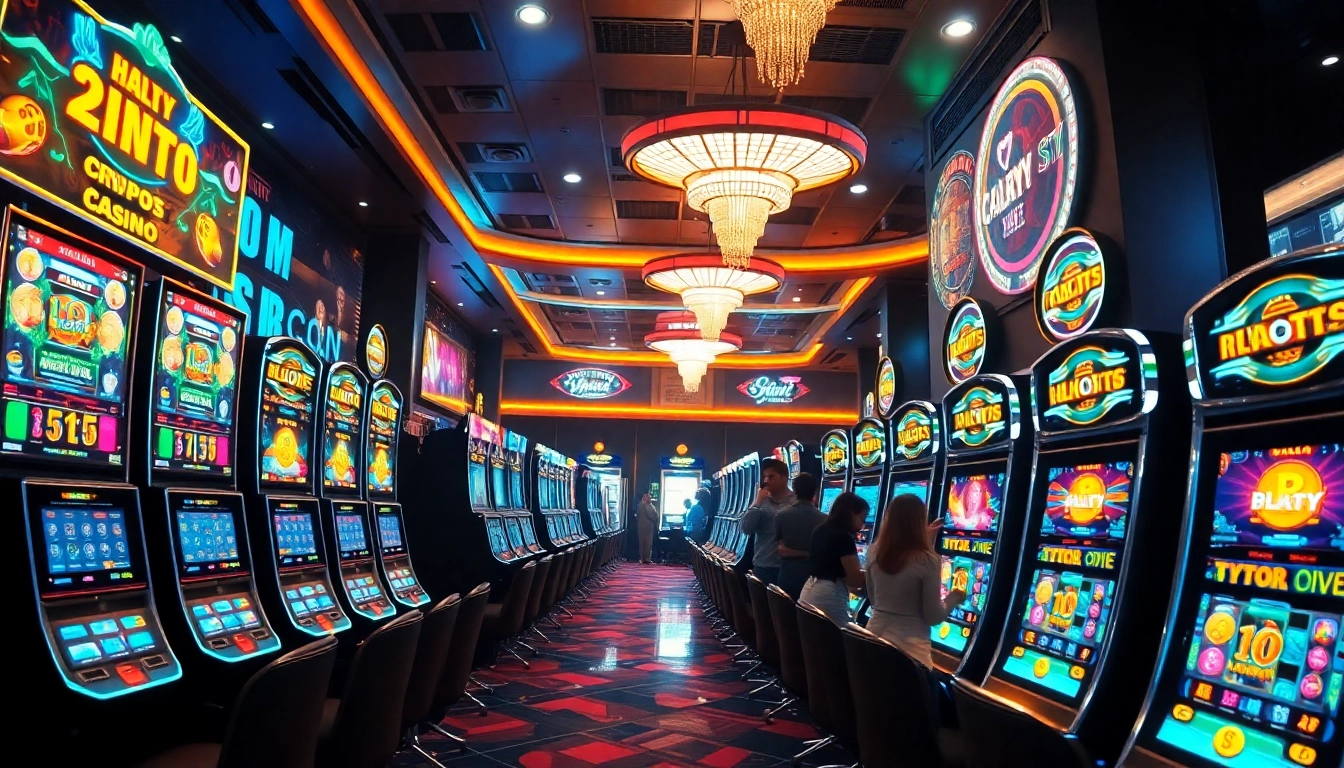 Jouer à des jeux de casino en crypto fascinants avec des machines à sous modernes et colorées.