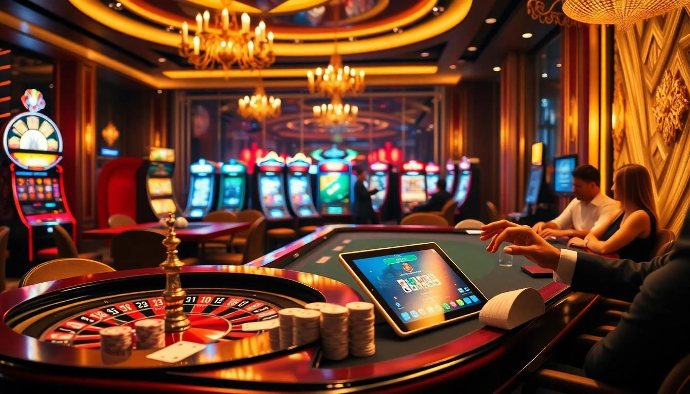 Vibrant casino en ligne meilleur site scene highlighting roulette, slot machines, and poker action.