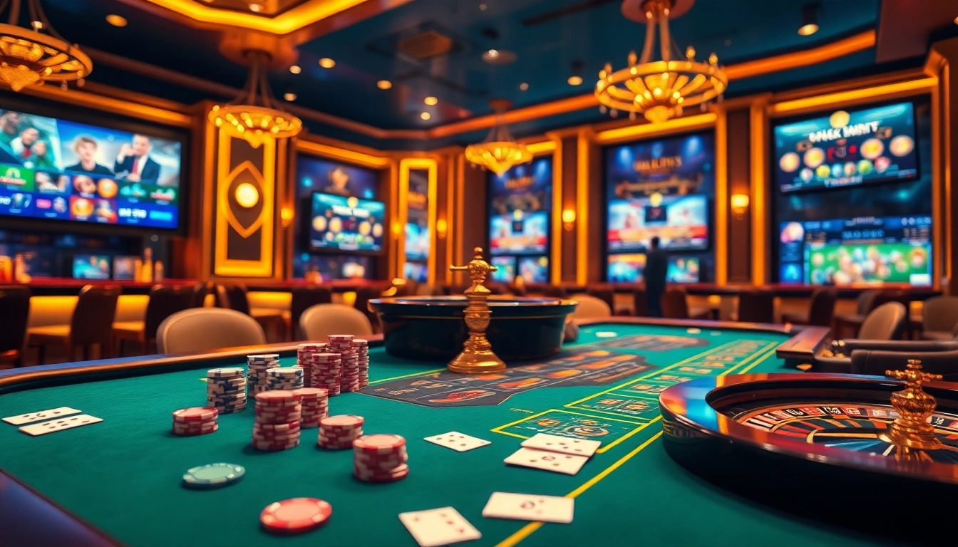 Experience excitement at the Bk33 club with a vibrant casino table setup featuring poker chips and cards.