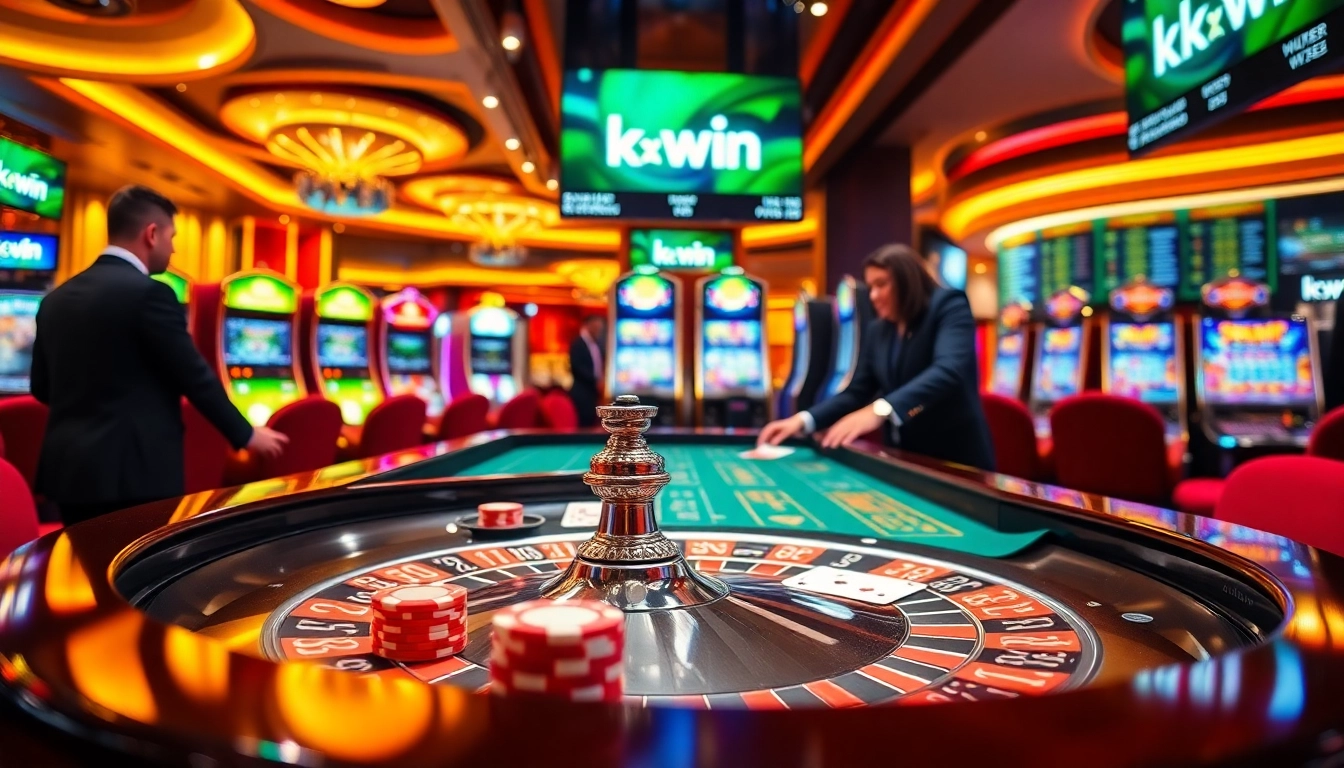 Experience the thrilling action of kk win casino games with engaging dealers and vibrant gaming elements.