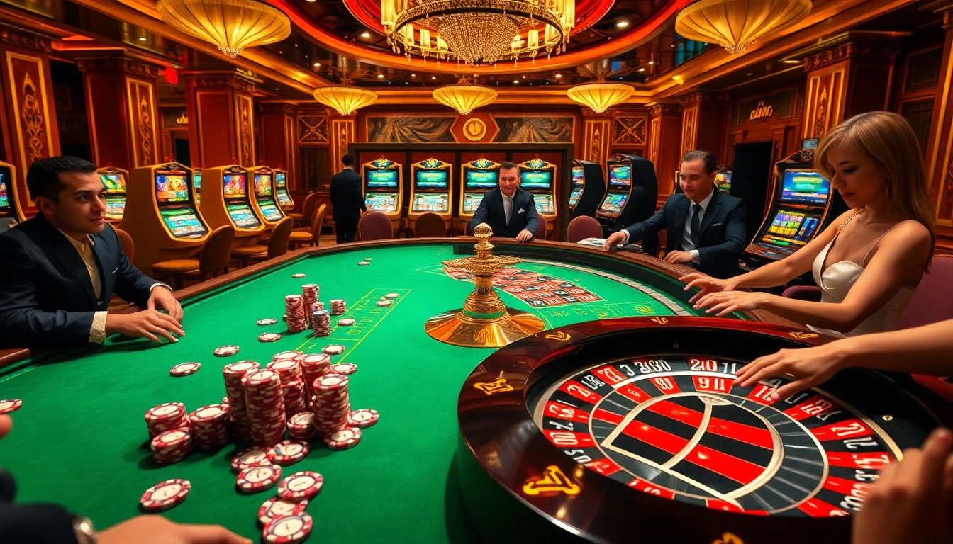 Players enjoying a thrilling game at a crypto casino, showcasing excitement and luxury in casino crypto.