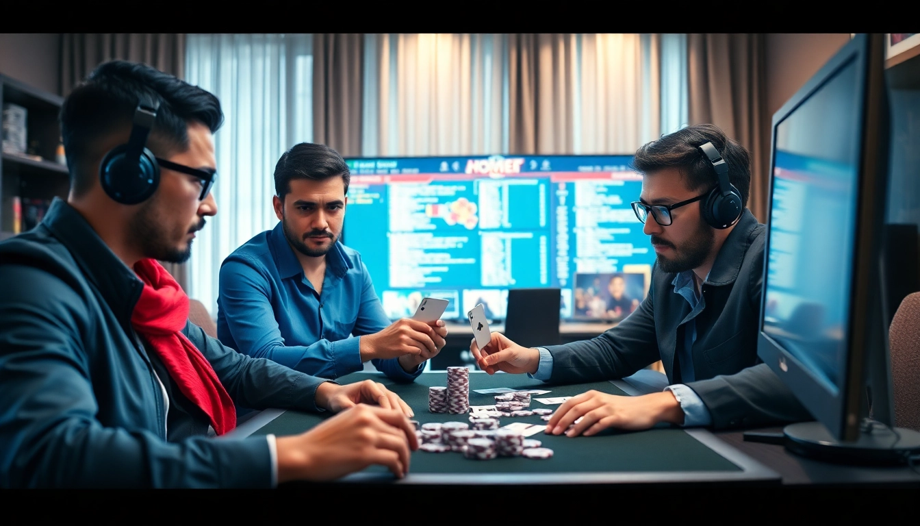 Jouez au poker en ligne avec des joueurs concentrés et des éléments numériques captivants