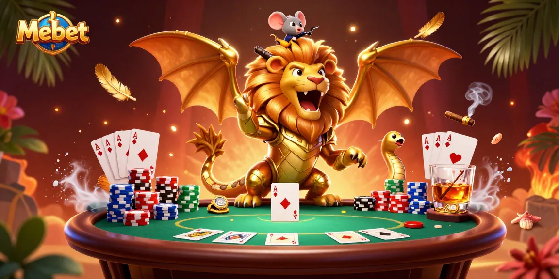 Mebet players enjoying a victorious moment at a busy poker table filled with colorful chips.