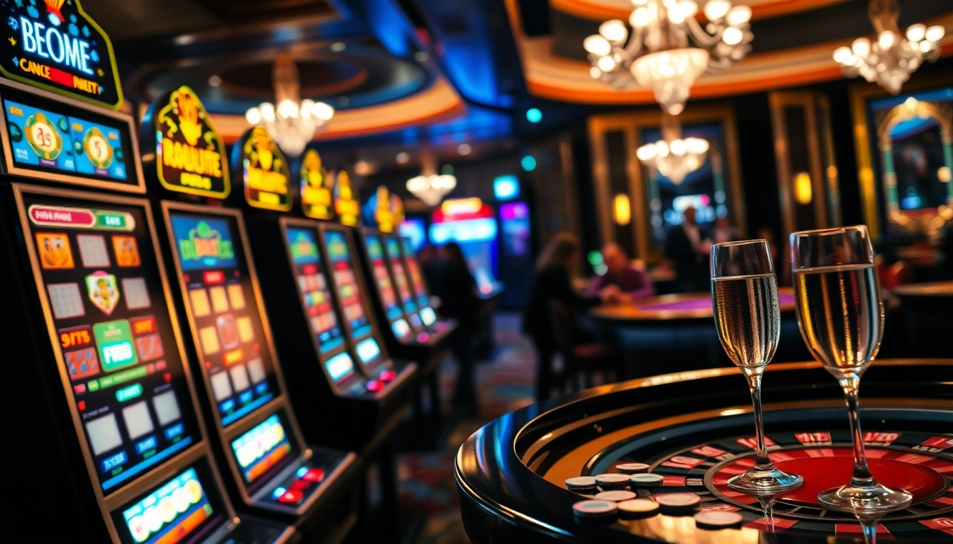 Découvrez l'excitation du casino en ligne France avec des machines à sous lumineuses et une roulette élégante.