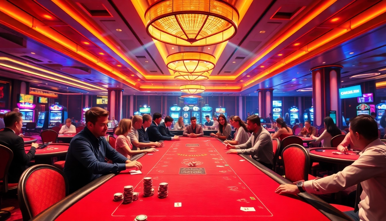 Vibrant scene of casino en ligne retrait immédiat with enthusiastic players and lively atmosphere. related image