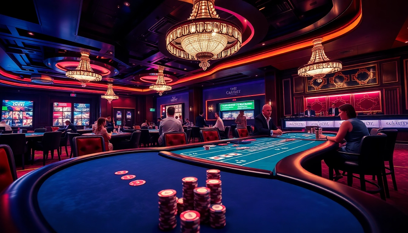 Jouer dans un casino en ligne France avec des tables de jeu animées et un éclairage vibrant. related image