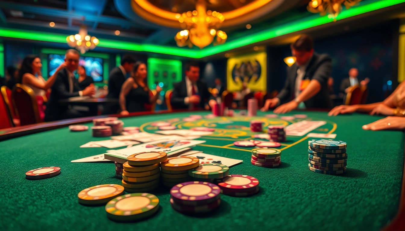 Jouer sur un casino en ligne france avec des cartes colorées et des jetons brillants.