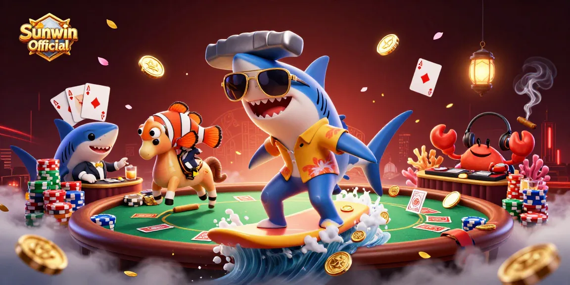Engage with Sunwin Official in a vibrant casino-themed illustration featuring dynamic characters.
