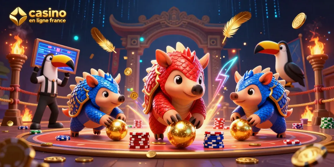 Vivez l'expérience du casino en ligne France avec des pangolins joueurs et un referee toucan.