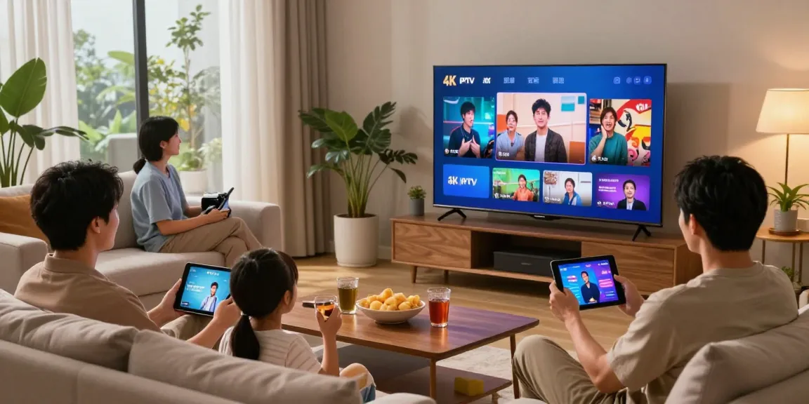 Abonnement IPTV pour des soirées en famille dans un salon moderne