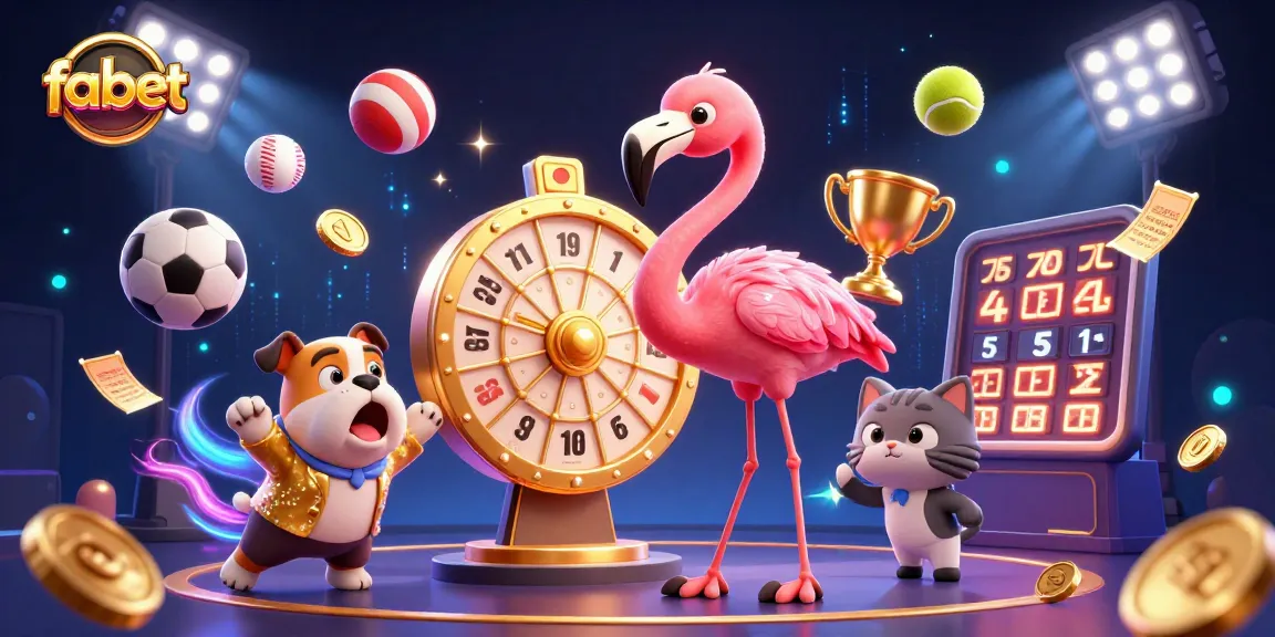 Experience fabet's thrilling gambling scene with vibrant characters, dynamic sports elements, and exciting prizes.