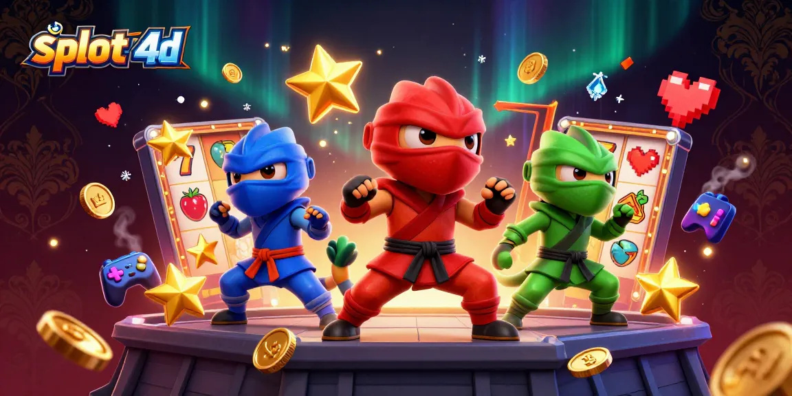 Engage in the exciting thrill of slot 4d with this vibrant illustration showcasing synchronized ninja chameleons in a casino atmosphere.