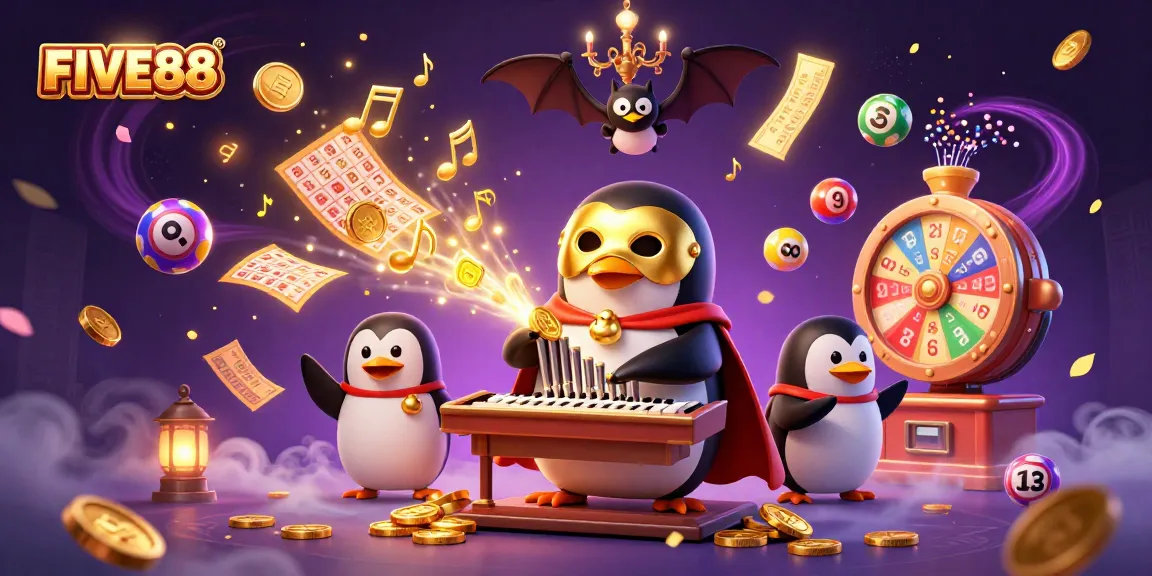 Experience thrilling gaming excitement with FIVE88's vibrant lottery scene, bursting with animated fun.