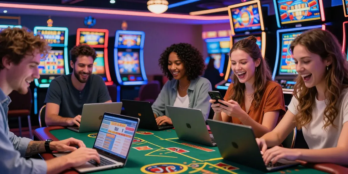 Expérience captivante de casino en ligne France avec des joueurs engagés sur des jeux variés, ambiance dynamique et festive.