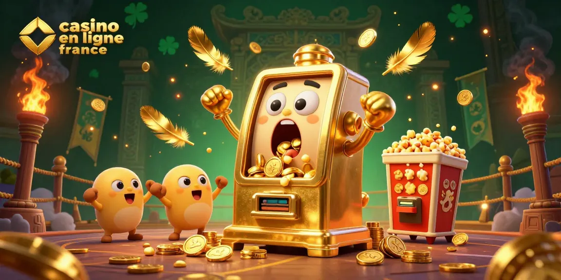 Le jackpot résonne sur le casino en ligne France avec des machines à sous dans une scène animée.