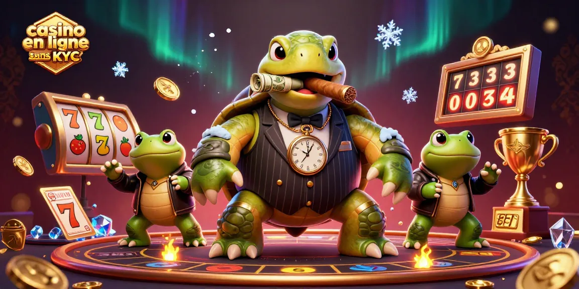 Jouez au casino en ligne sans KYC avec une illustration de gagnants animés entourés d'objets de jeu fascinants.